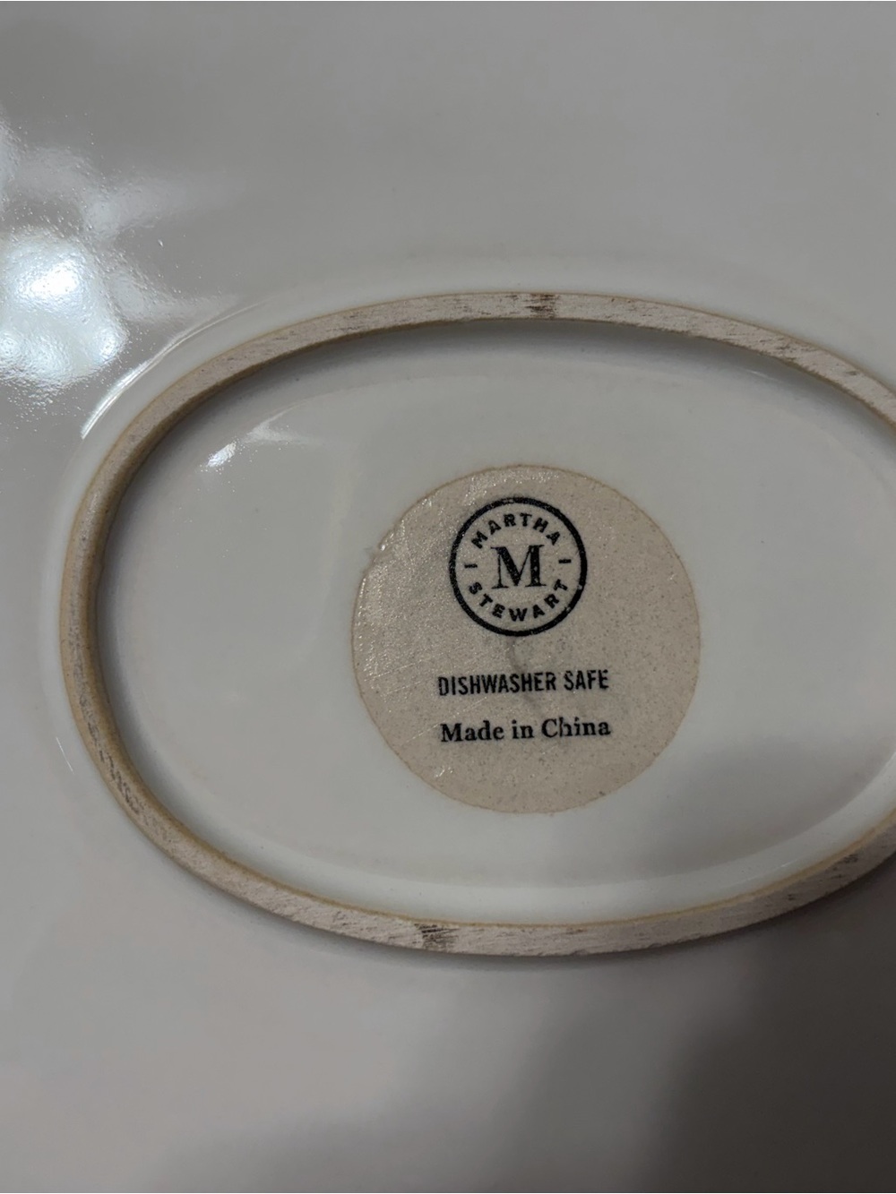 Martha Stewart Ceramic Oval Platter with Soft Blue Rim - Picture 3 of 5